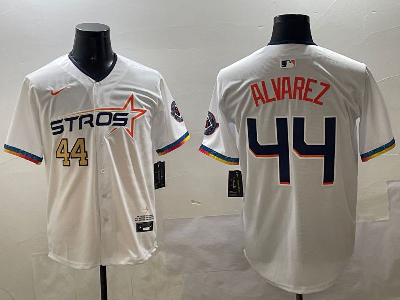 Men Houston Astros 44 Alvarez White Fourth generation Joint Name 2025 Nike MLB Jersey style 3